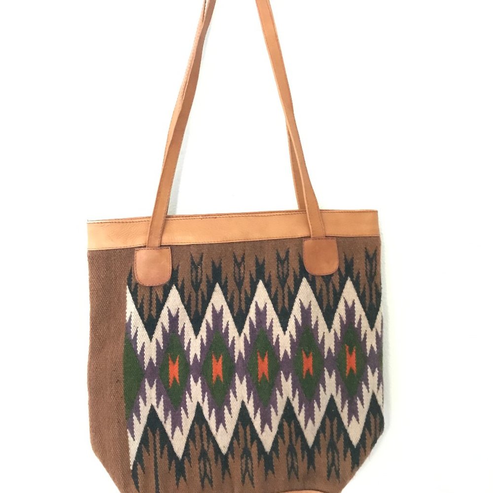 vintage wool tote bag